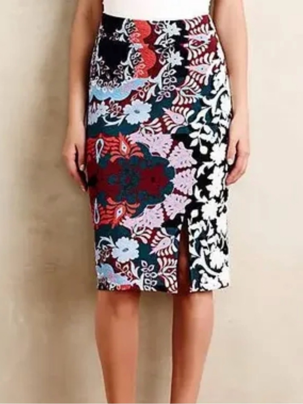 Anthropolgie Maeve Floral Patchwork Pencil Skirt  xsmall